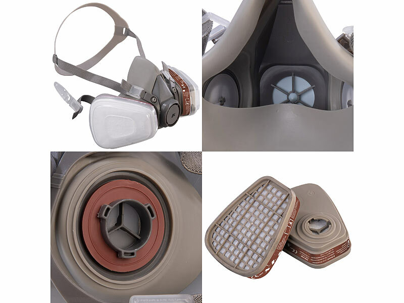 ; Wiederverwendbare Atemschutzmasken mit Schutzbrillen und austauschbaren Filtern Wiederverwendbare Atemschutzmasken mit Schutzbrillen und austauschbaren Filtern
