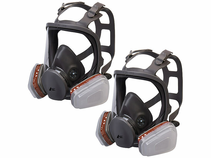 ; Wiederverwendbare Atemschutzmasken mit Schutzbrillen und austauschbaren Filtern Wiederverwendbare Atemschutzmasken mit Schutzbrillen und austauschbaren Filtern 