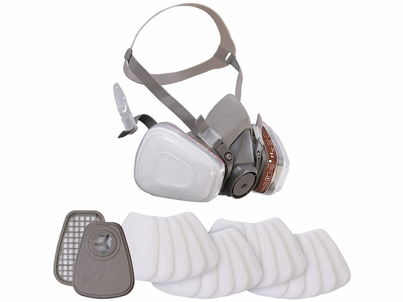 ; Wiederverwendbare Atemschutzmasken mit Schutzbrillen und austauschbaren Filtern Wiederverwendbare Atemschutzmasken mit Schutzbrillen und austauschbaren Filtern