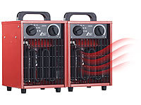 AGT 2er-Set Profi-Industrie-Elektro-Heizlüfter, 3.000 Watt, 3 Heizstufen; Mobile Keramik-Zusatzheizungen mit Thermostat Mobile Keramik-Zusatzheizungen mit Thermostat 
