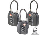 AGT 3er-Set TSA-Koffer & Gepäck-Schlösser mit Zahlencode und Stahlkabel
