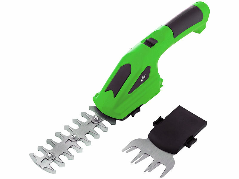 ; Akku-Gartenschere mit Wechselaufsätzen Akku-Gartenschere mit Wechselaufsätzen 